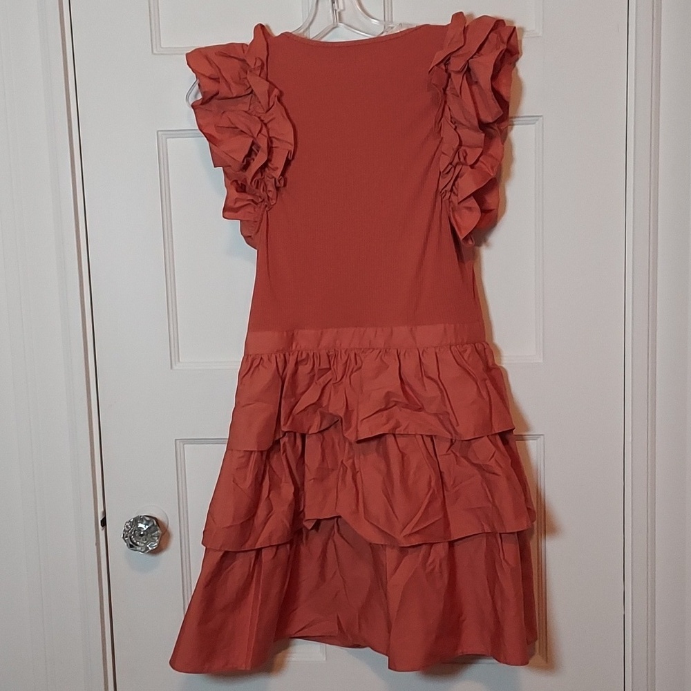 Ulla Johnson Hanna Tiered Ruffle Mini Dress Auburn - Picture 13 of 16